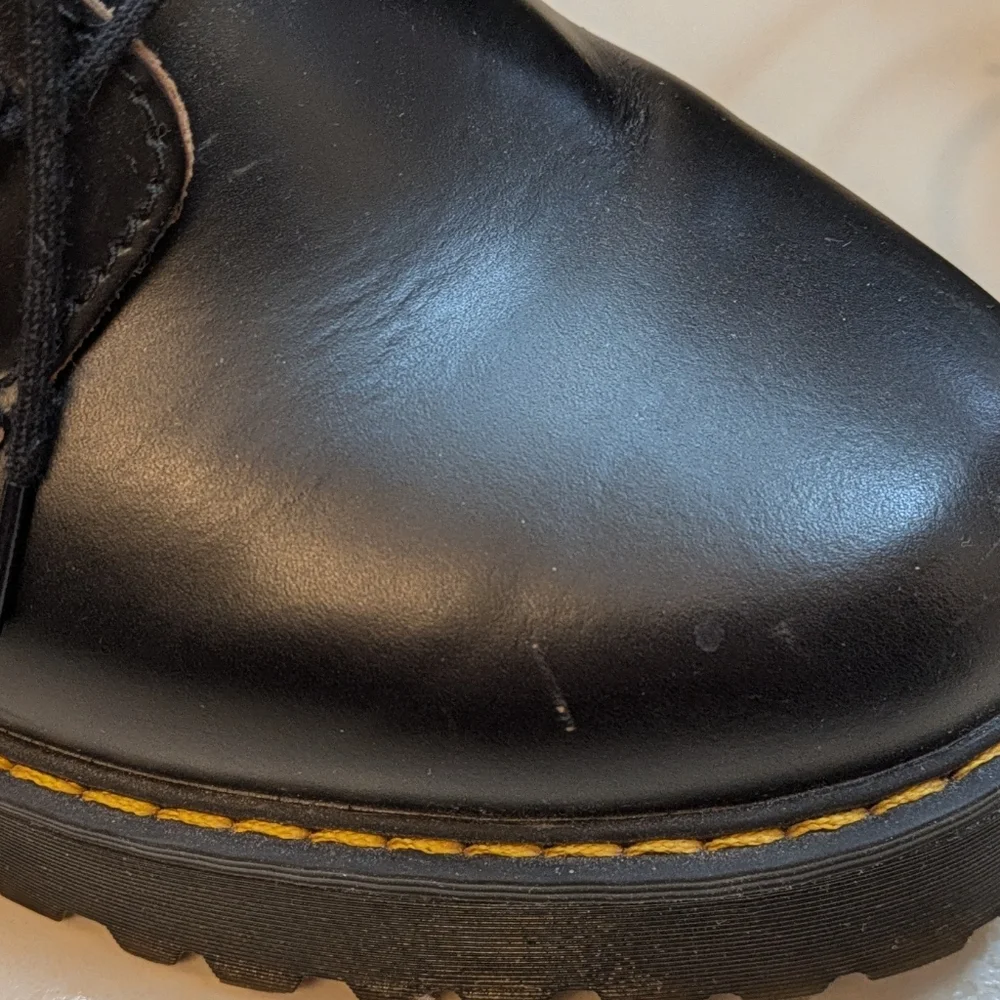Dr. Martens Leona Mid Heel Platform Combat Boots, Docs High Heel Leather, 90s - Picture 13 of 16